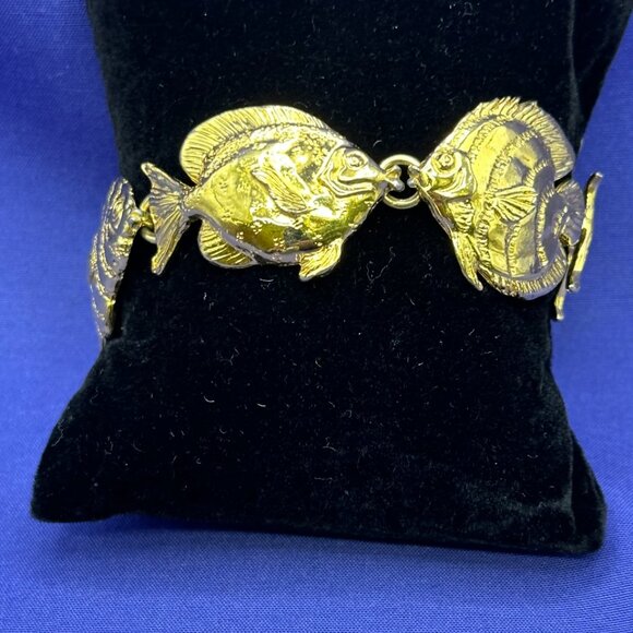 Rare Find!  Maurice Milleur Gold-Plated Pewter “Reef Fish” Bracelet - Picture 9 of 15